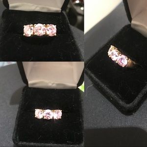 Sterling silver ring with 3 pink tanzanite stones